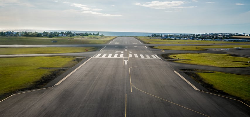 Airport runway in Keflavík International Airport in Iceland
