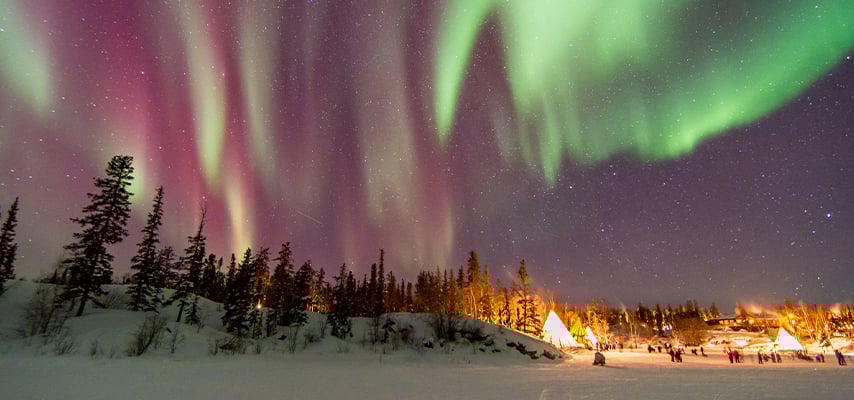 Aurora over scenes in Yellowknife