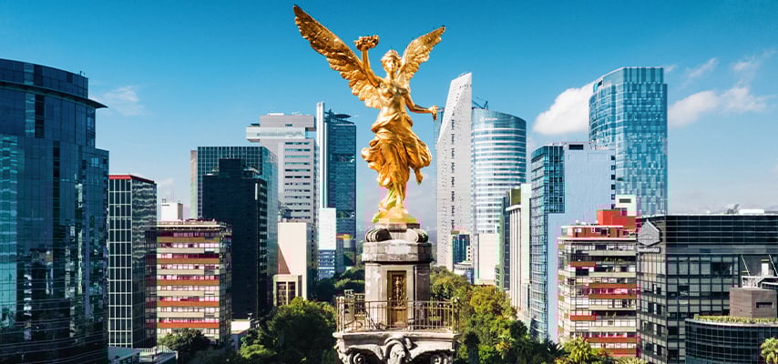 Aerial view of Independence Monument in Mexico City