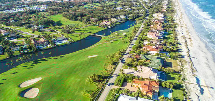 Aerial view of Ponte Vedra Beach in Jacksonville, Fl