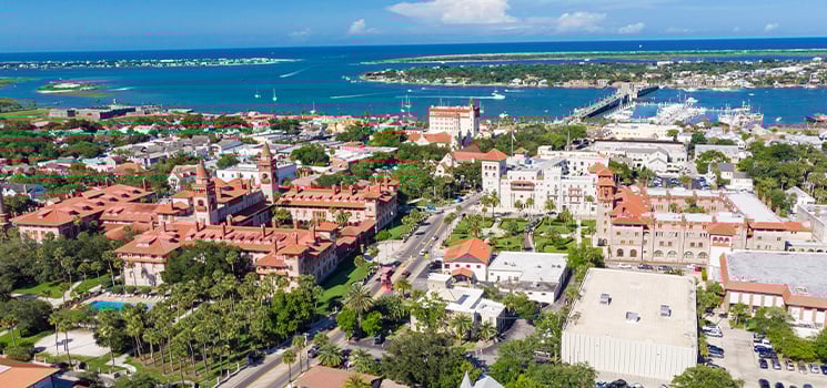 Aerial view of historic St. Augustine, Florida.