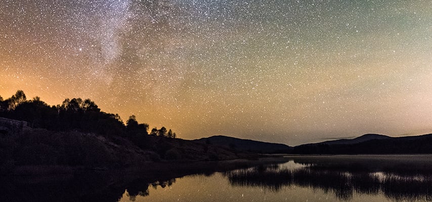 Milky Way and stars over Loch Stroan, Galloway Dark Sky Park