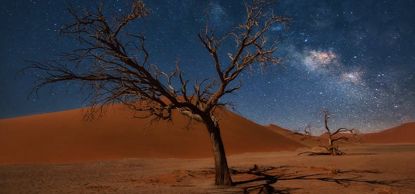 Milky Way over a dune in Namibia