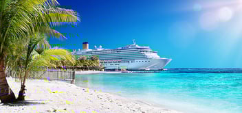 Cruise To Caribbean With Palm tree On Coral Beach