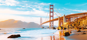 Golden Gate Bridge at sunset, San Francisco, California