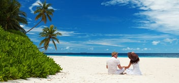 young couple on tropical beach