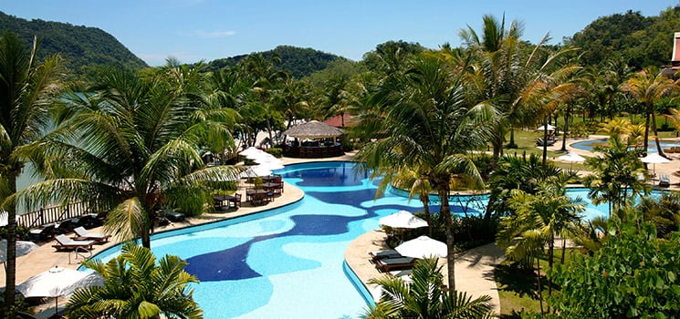 tropical Fiji resort near a large pool