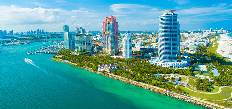 View of Miami Beach, South Beach Florida